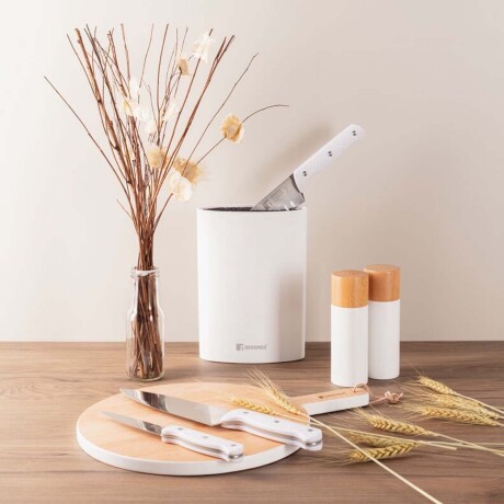 Set de Salero y Pimentero en Madera Natural Bergner Blanco