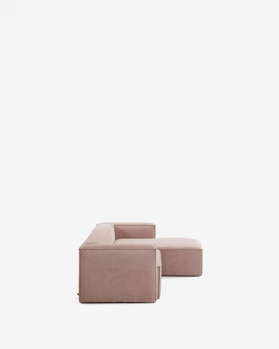 Sofá Blok 3 plazas chaise longue derecho pana gruesa rosa 300 cm