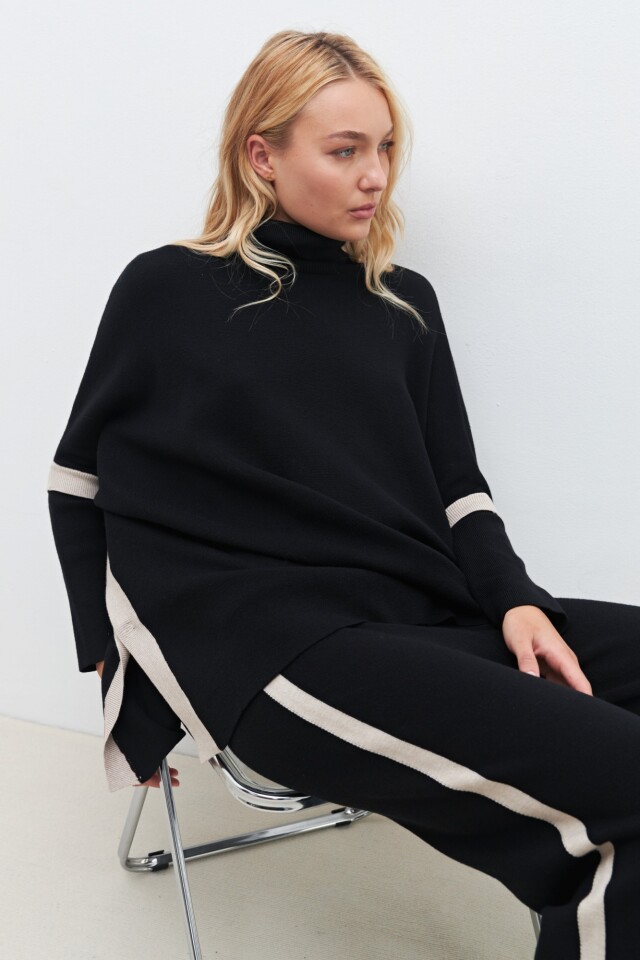 Polera oversized bicolor negro