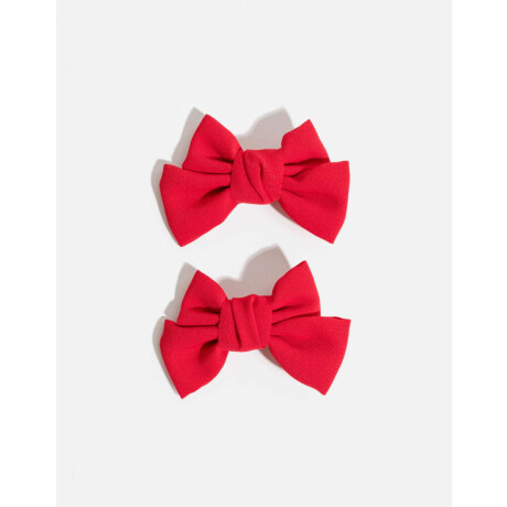 Set De Horquillas Con Moños Rojo Cereza
