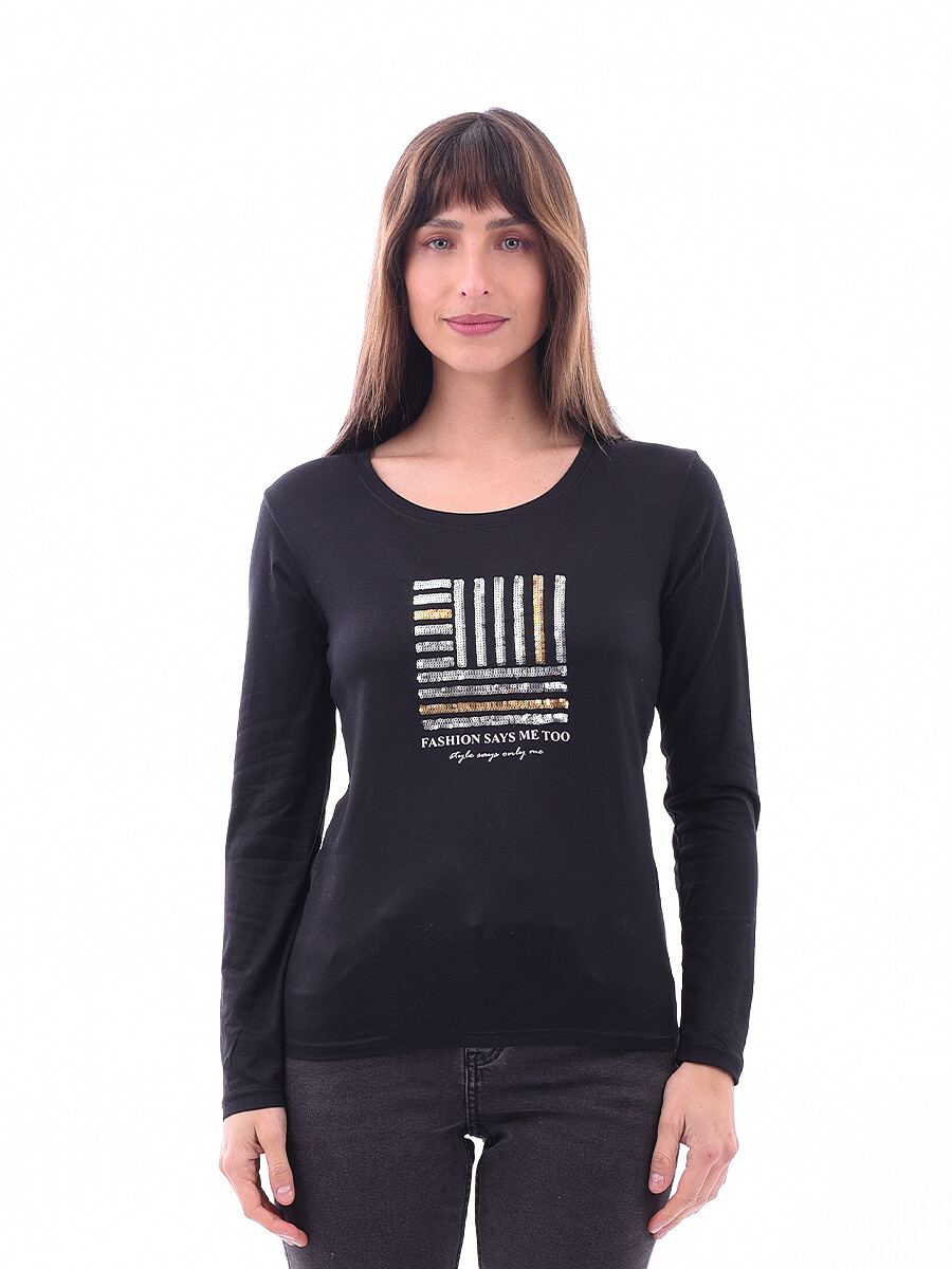 REMERA FASHION SAYS - NEGRO 