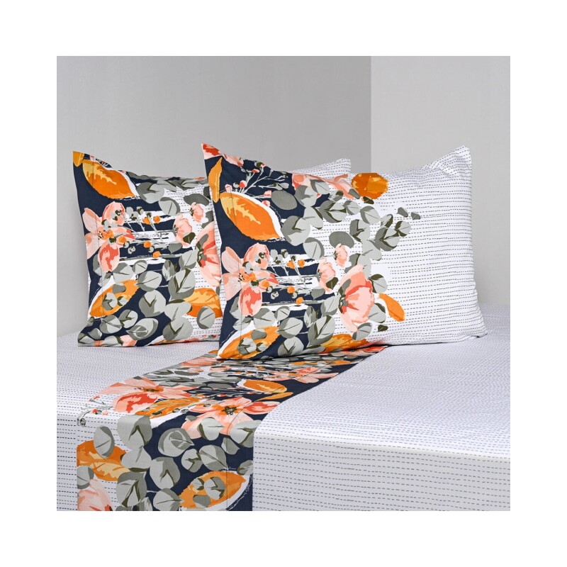 Juego de sábanas estampadas Cannon de 200 hilos Queen Size Naranja