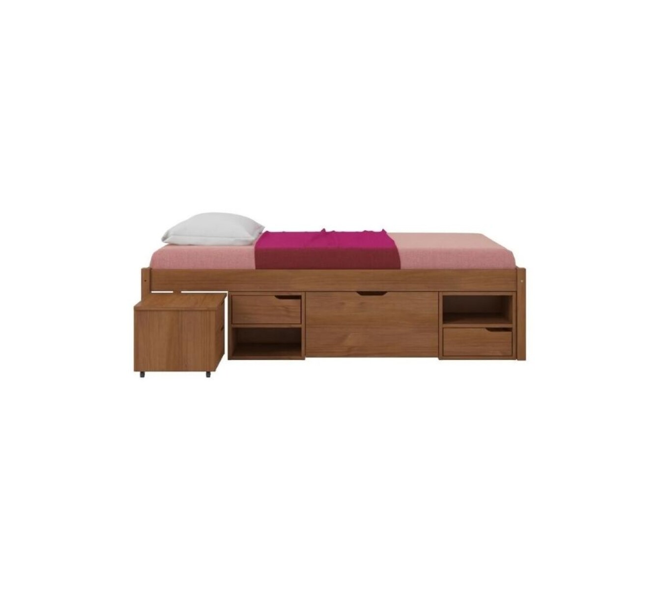 Cama Madera Maciza Con Cajones - 1 plaza - Linea charme - Amendoa 