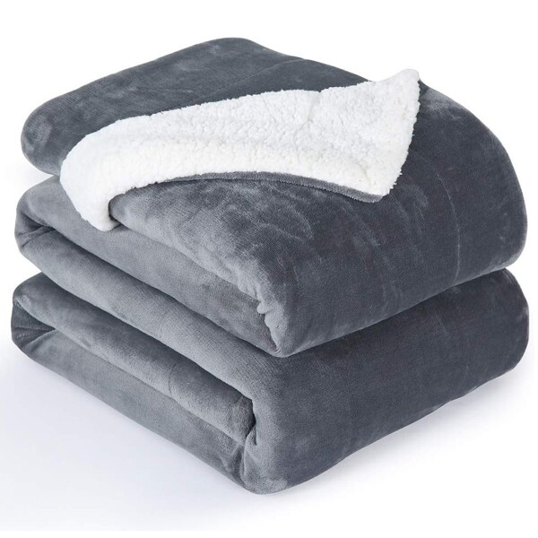 Frazada Manta Polar Con Corderito Acolchado 1 Plazas 200x150 Variante Color Gris