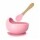 Set de Comida Bebé Irrompible en Silicona c/ Bowl y Cuchara Rosa