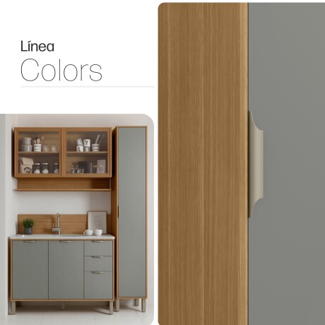 JUEGO COCINA 3 MODULOS Y PILETA MESADA LINEA COLORS FREIJO Y VERDE