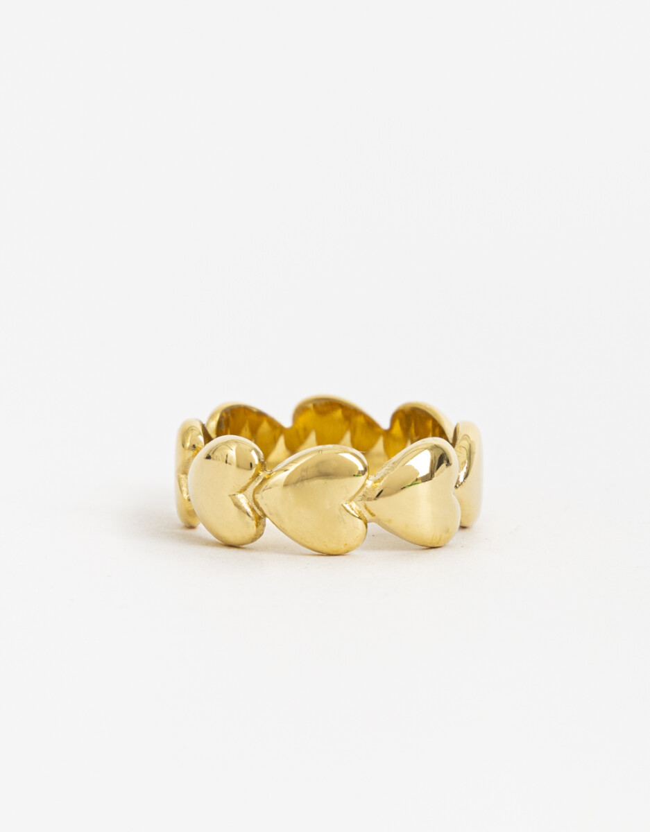Anillo Dorado Con Corazones 