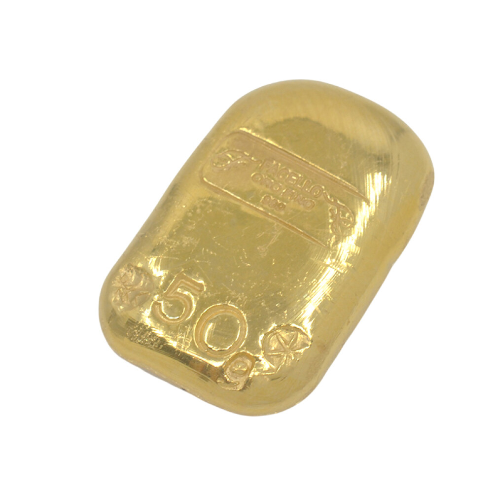 Lingote 50 gr de oro fino 999. Sellado Joyería Facello Lingote 50 gr de oro fino 999. Sellado Joyería Facello