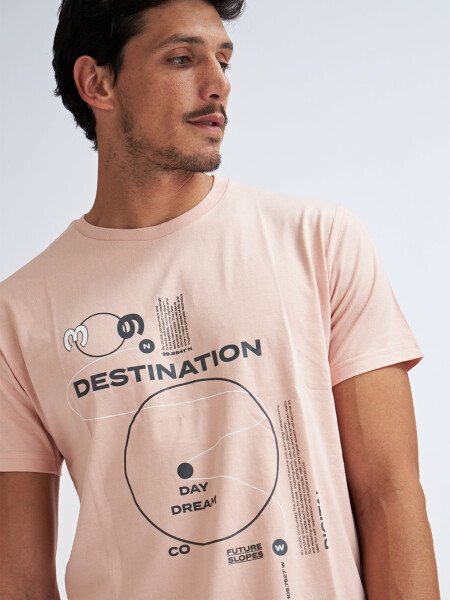 Camiseta manga corta estampada Rosa