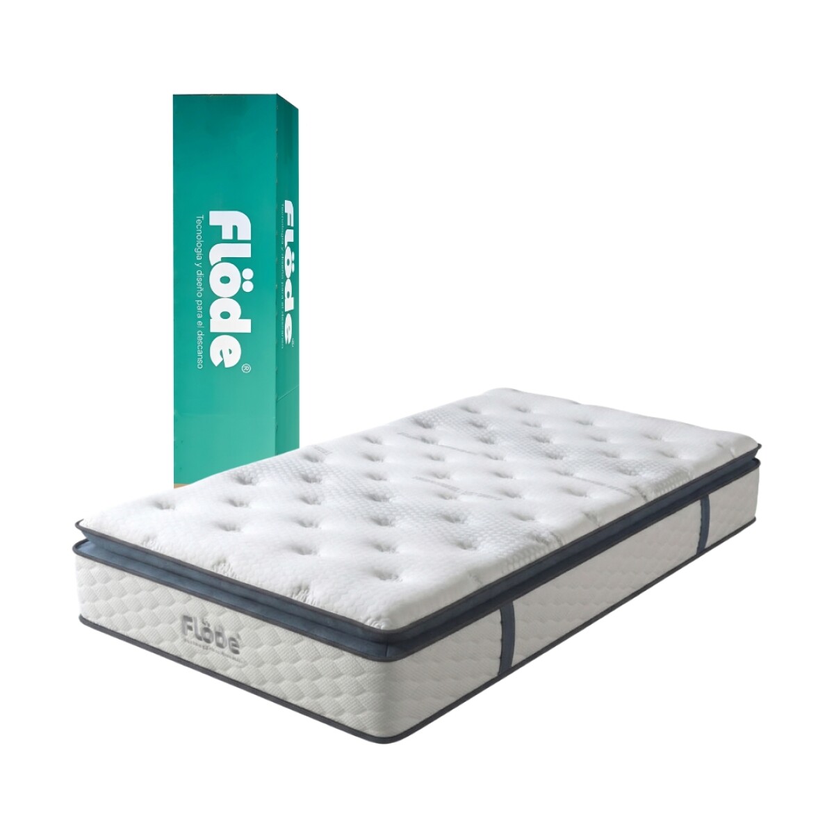 Colchón 1 1/2 Plaza en Caja con Resortes Pocket - Flöde Grafeno 