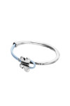 PULSERA DE CUERO AZUL SEMIRÍGIDA BAÑADA EN PLATA DE LEY CON MARIPOSA Pulsera