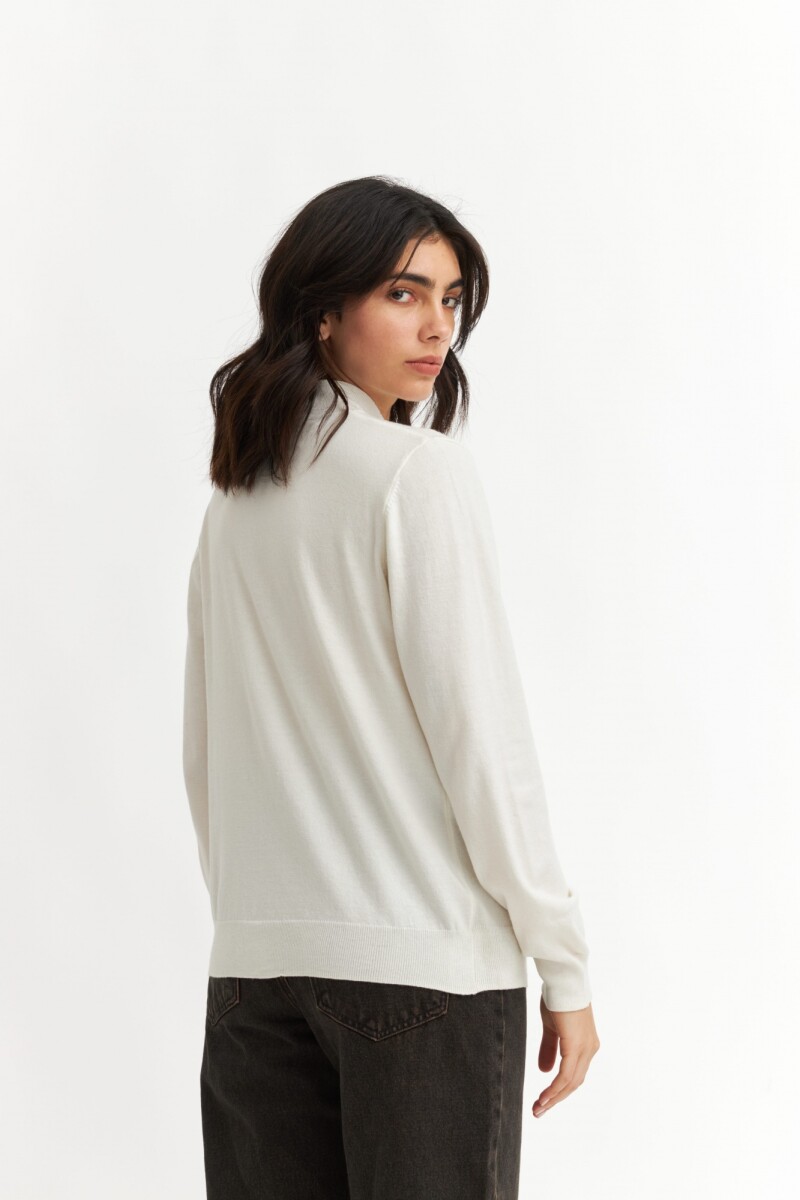 Sweater media polera con puños BLANCO