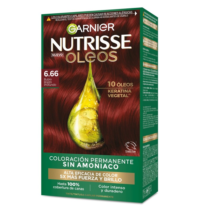 Tinta Garnier Nutrisse Oleos N°6.66 Rubio Rojizo Profundo Tinta Garnier Nutrisse Oleos N°6.66 Rubio Rojizo Profundo