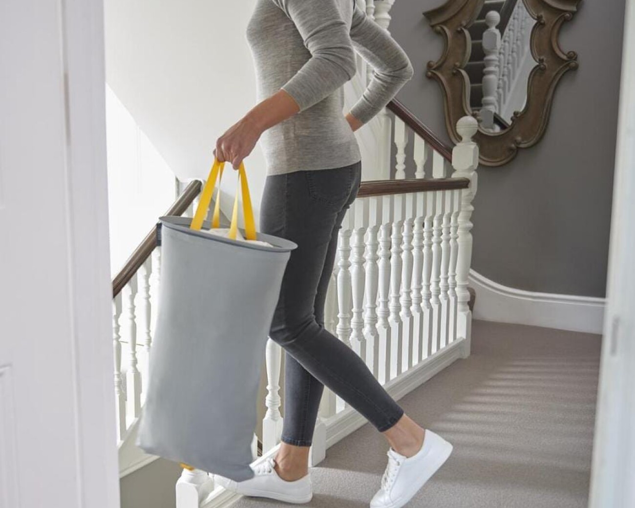 Cesto para ropa Tota 60L con separación – 2 compartimentos Gris