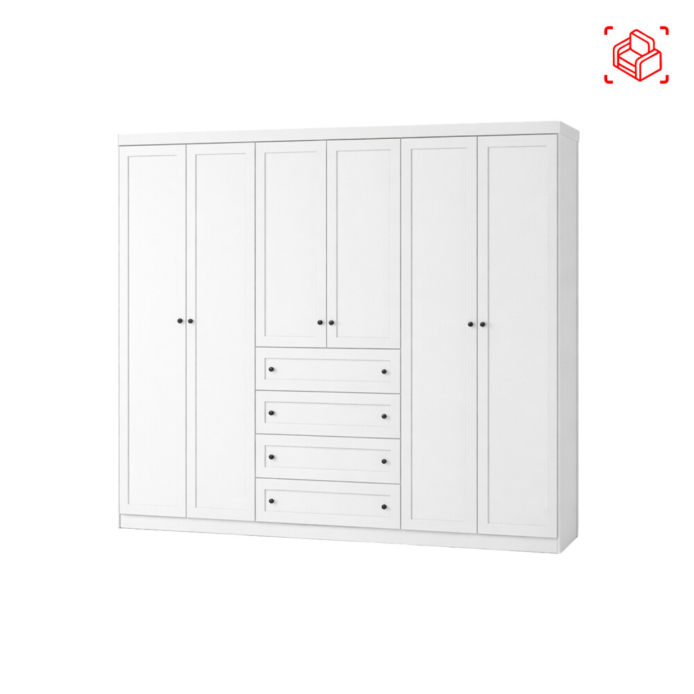 PLACARD ROPERO 6 PUERTAS MDF-Y-MDP BLANCO AMERICANO