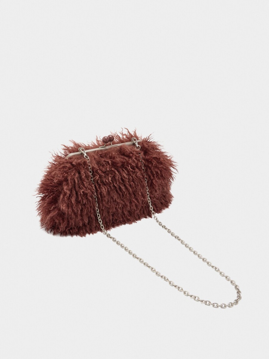 Bolso De Mano Efecto Pelo burdeos