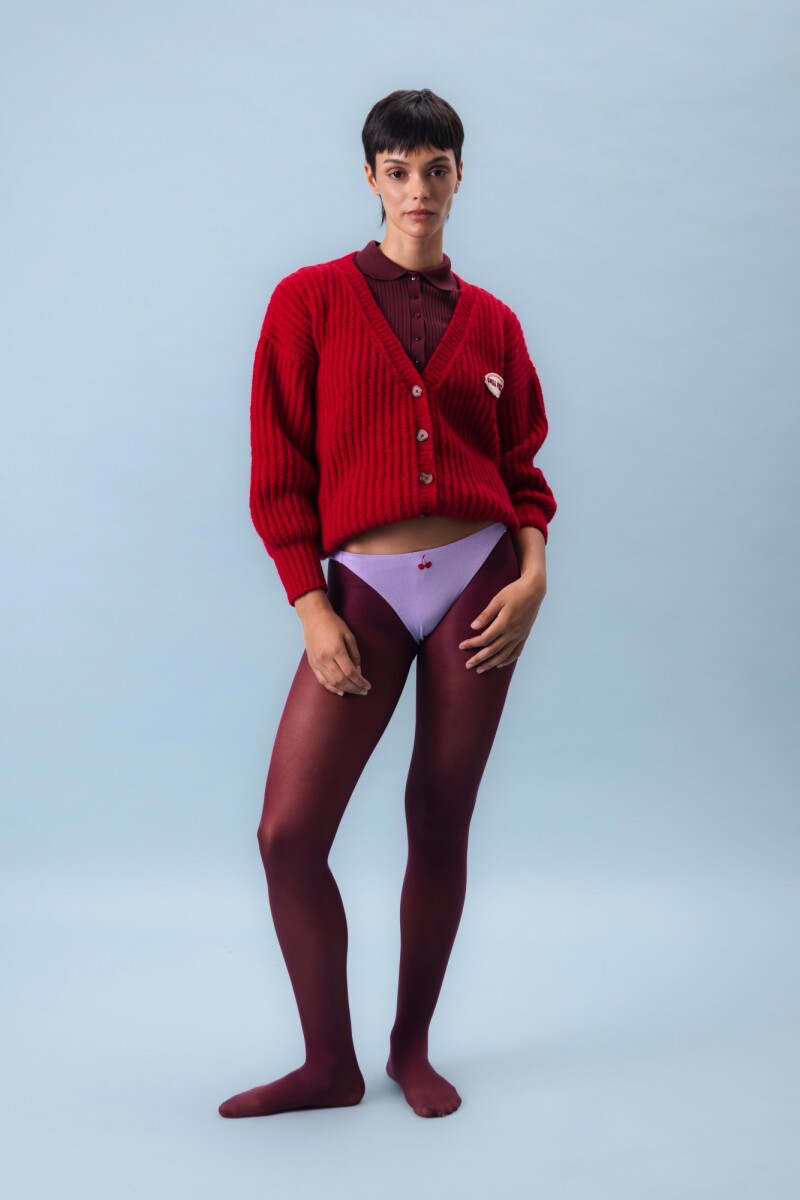 Pantie Vera – Algodón suave con bordado Lila - Bordado de cerezas