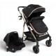 Coche de bebé Bebesit Travel System Jumbo con Baby Silla Negro