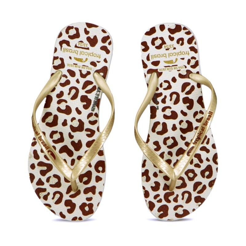 Tropical Brasil Ojota Slim Fashion Premium De Mujer - Dorado/blanco Dorado-blanco