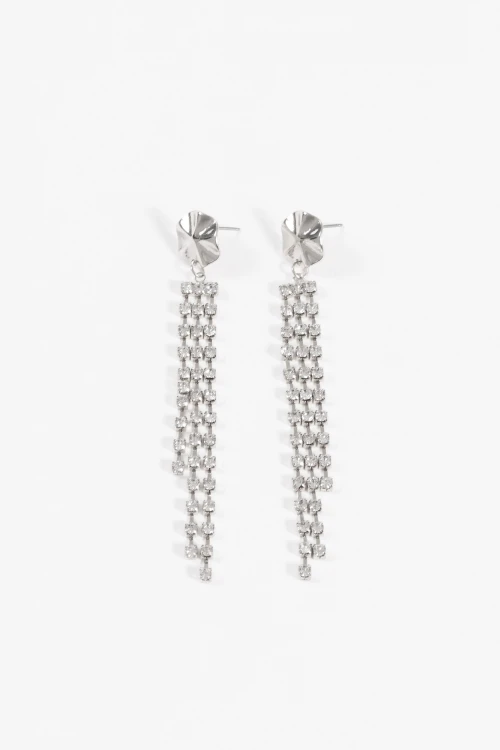 Caravanas fiesta strass plateado