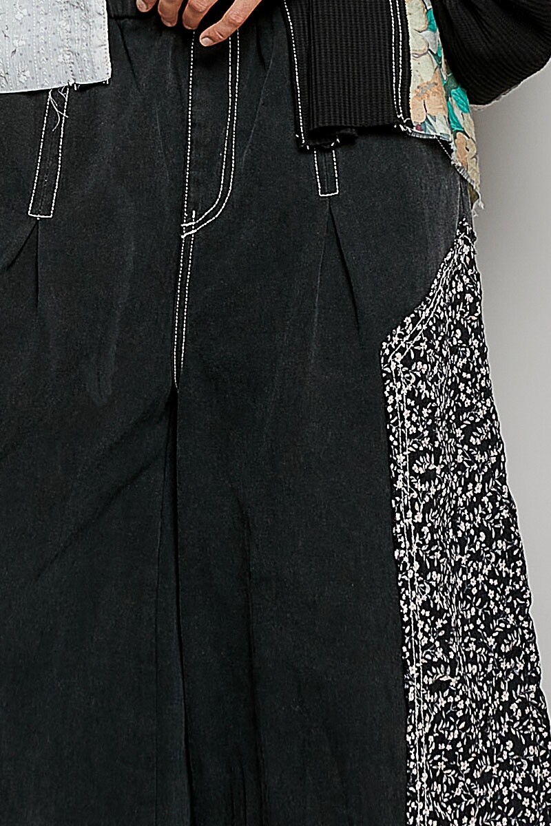 PANTALON FLORAL Negro