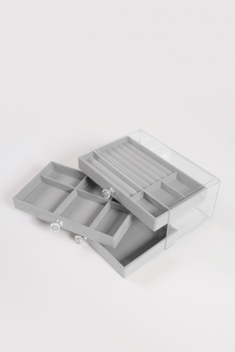 Organizador de bijou compartimentos acrílico gris