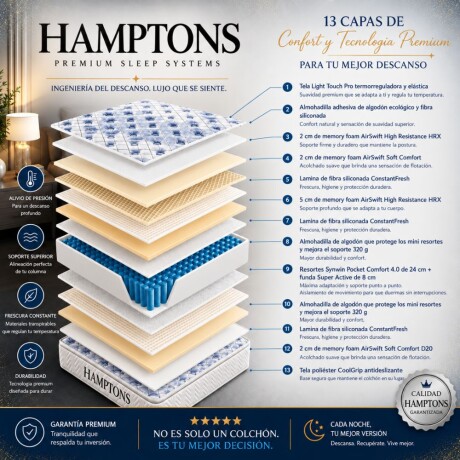 Sommier Extra King HAMPTONS Hybrid Rhenium Negro