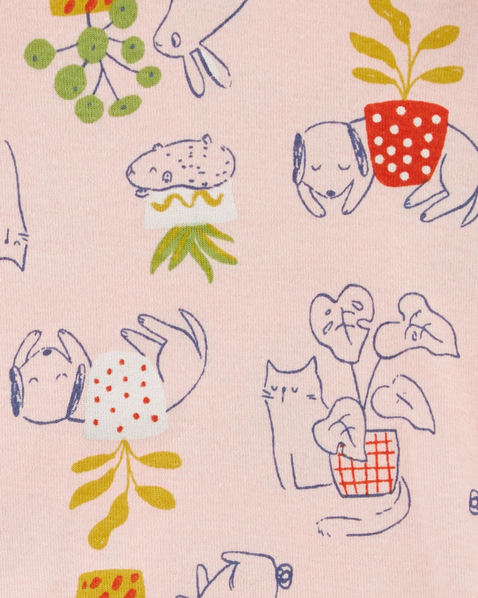 Pijama cuatro piezas de algodón, dos remeras y dos pantalones Sin color