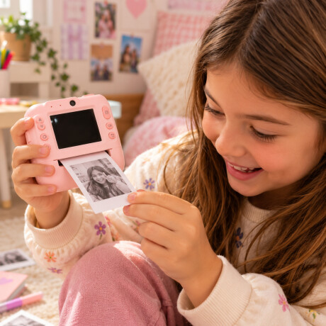 Cámara digital con pantalla e impresión instantánea Rosa