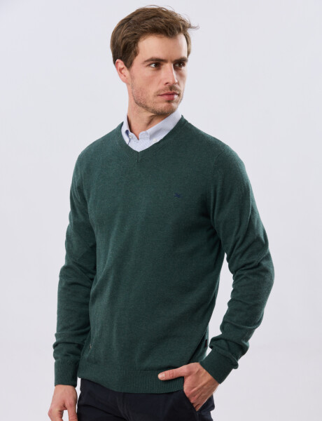 BUZO TEJIDO CUELLO EN V Verde