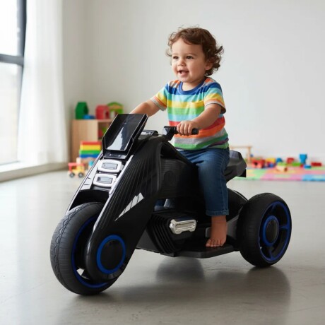 Moto futuro a batería infantil Lumax Grande con luces y musica Negro