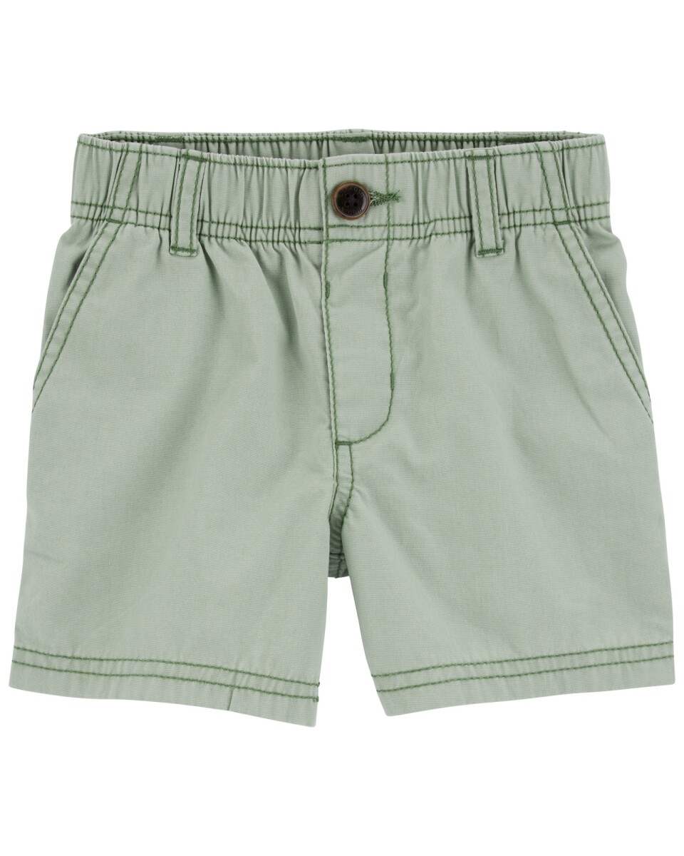 Short de sarga elastizado, verde. Talles 2-5T 
