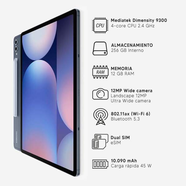 Tablet Samsung Galaxy Tab S10 Plus 12,4" 12/256 Gb TABLET SAMSUNG S10 PLUS 12/256 GRIS KEYB