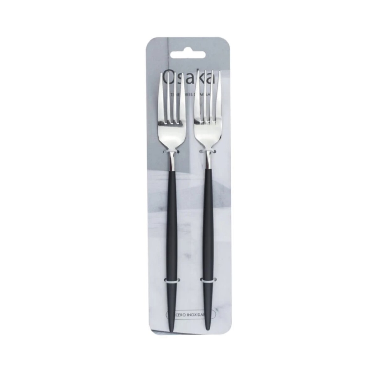 SET X2 TENEDOR DE MESA 21CM AC. MANGO NEGRO OSAKA 