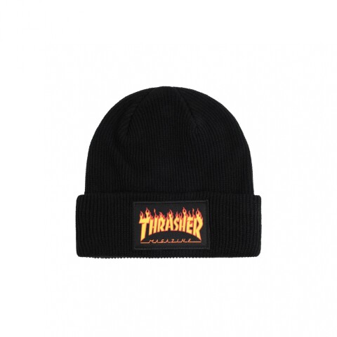 BEANIE THRASHER FLAME LOGO Black