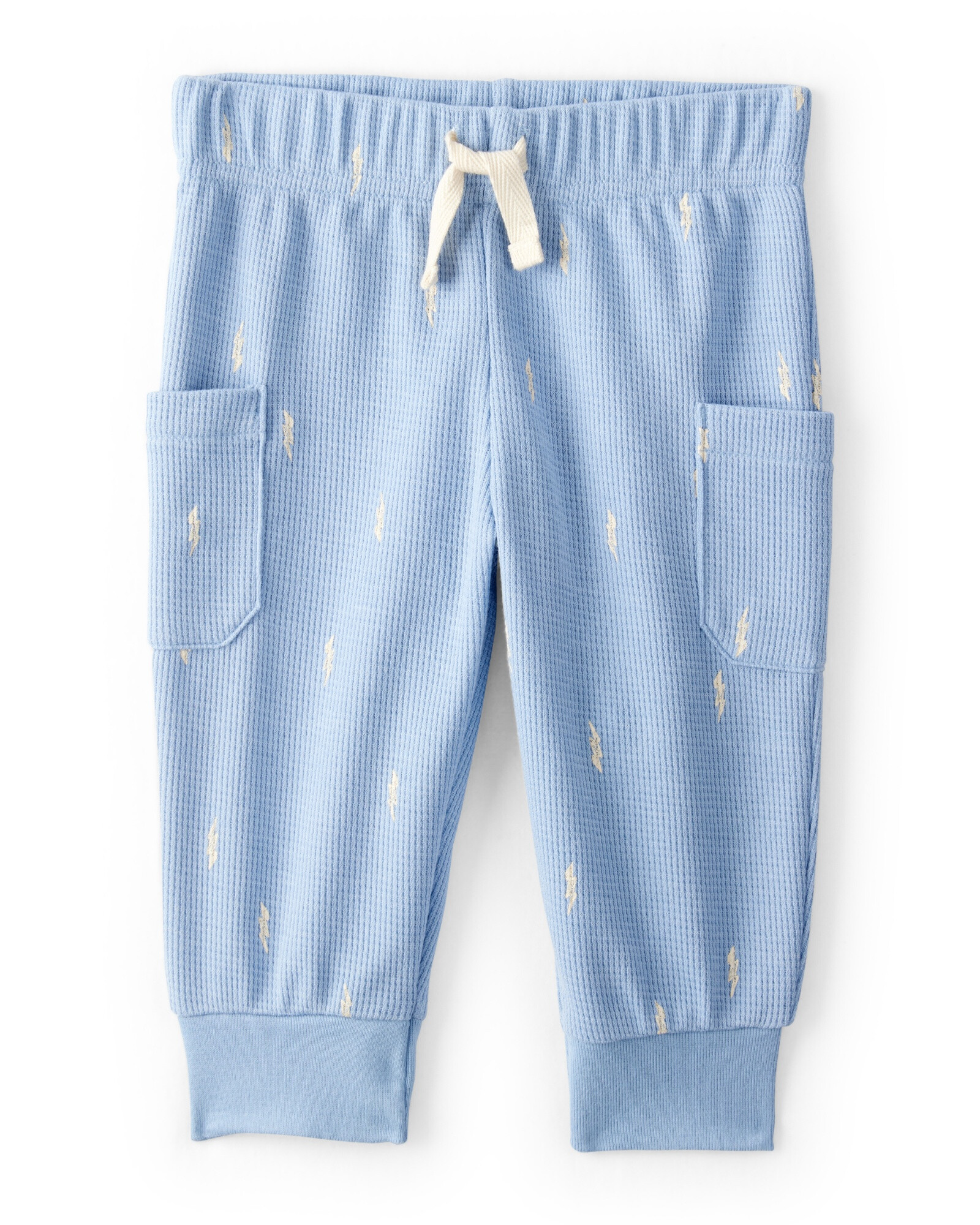Set dos piezas de algodón térmico, pantalón y body, azul, diseño rayos Sin color