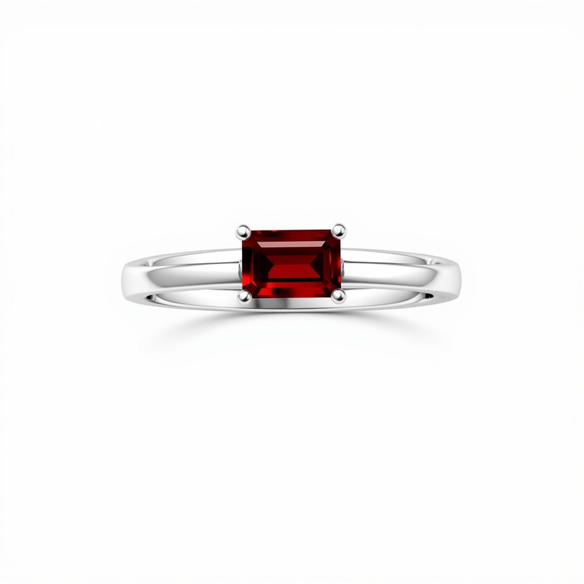 Anillo Cuadrado-Plata rodinada-Piedra Rubi-AN2021 - conpiedra 