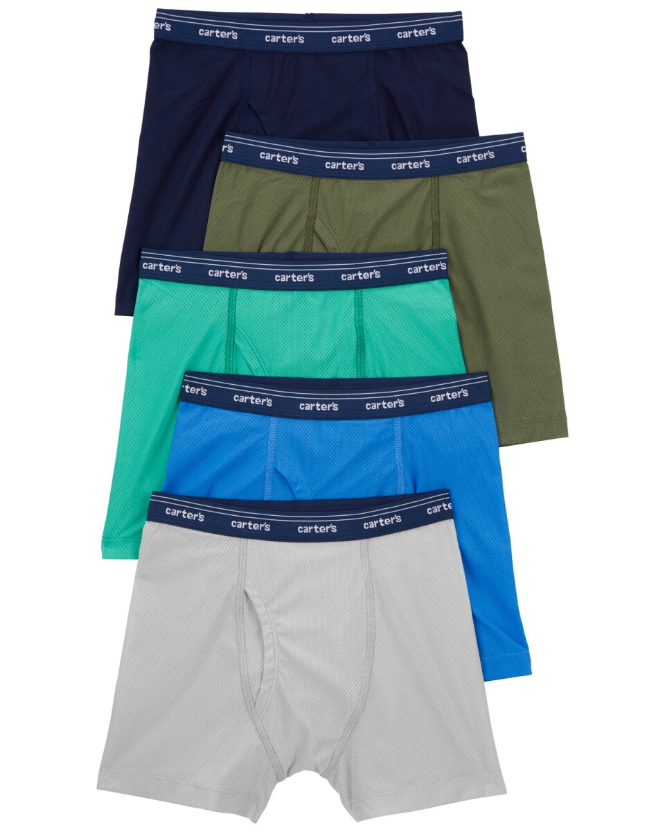 Pack cinco calzoncillos boxer de malla, lisos 