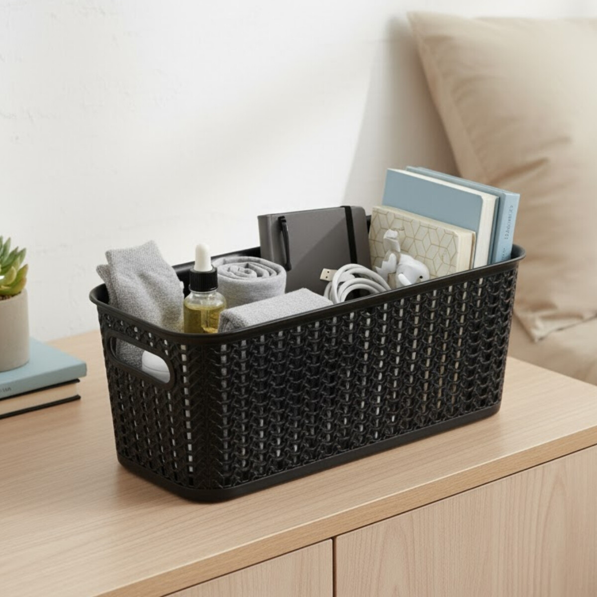 Cesto organizador simil ratán 5,5lts - NEGRO 