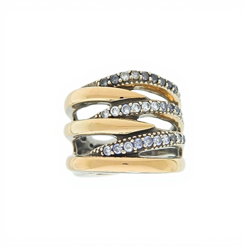 Anillo Entrelazado-Plata y Oro-Piedra Zirconia-AN5372 conpiedra