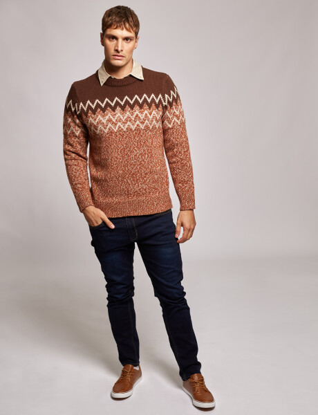 Sweater Jacquard marron