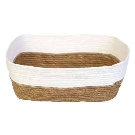 Cesto Canasto Fibra Natural Paramount Decoración 32x26x12Cm Blanco