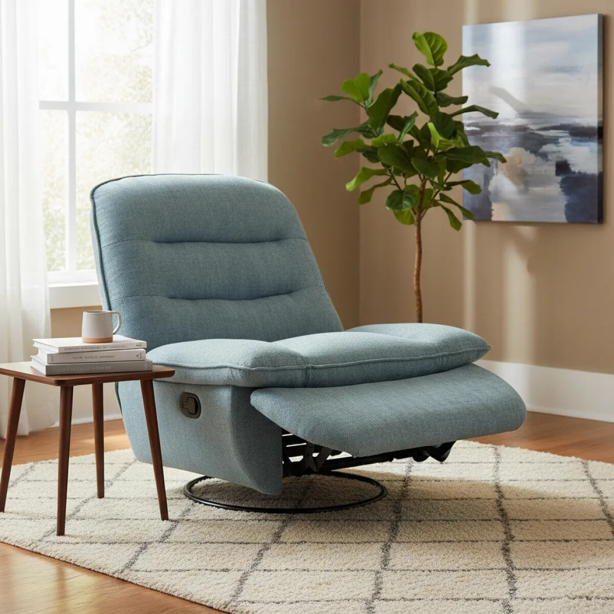 Sillón Recliner Giratorio mecedora - Atlas - Celeste 