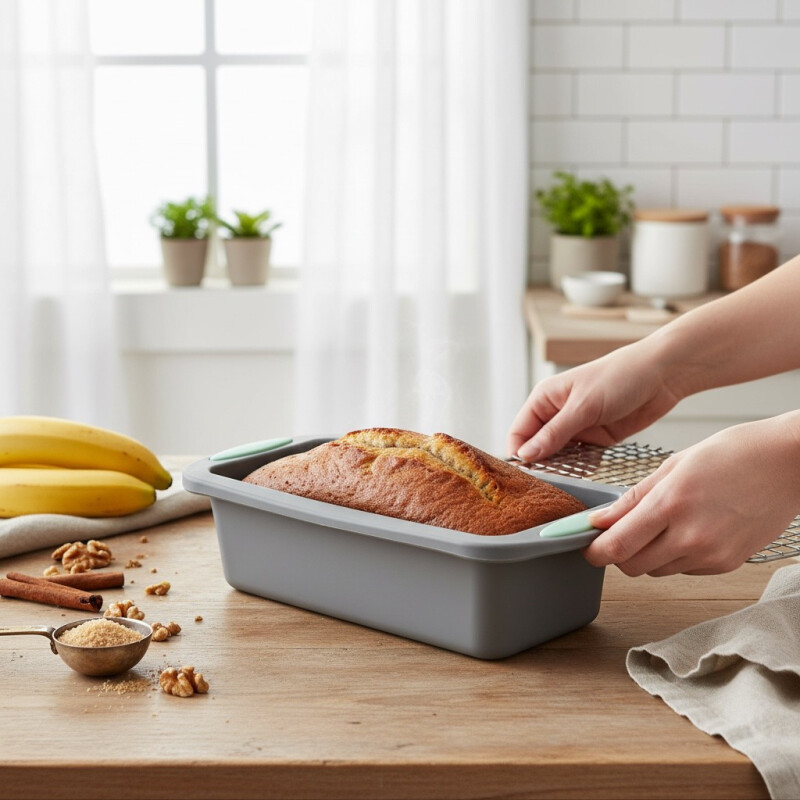 Molde Budinera De Silicona Antiadhrente 27.5×12.4×6cm Gris