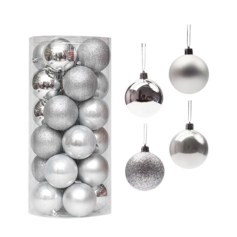 Esferas navideñas x 24 Gris