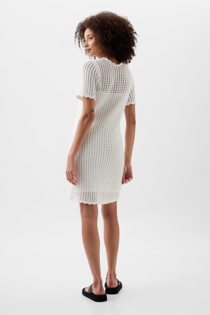 Vestido Crochet Mujer New Off White