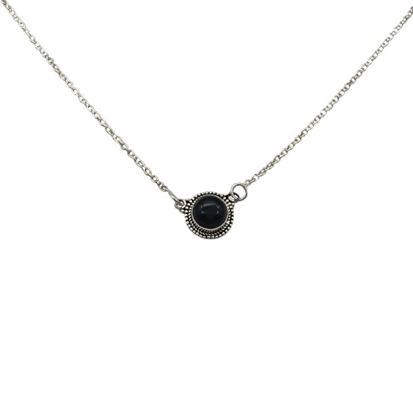 Conjunto colgante circulo labrado- Plata 925 - Piedra ojo de tigre- CJ3027 Conpiedra