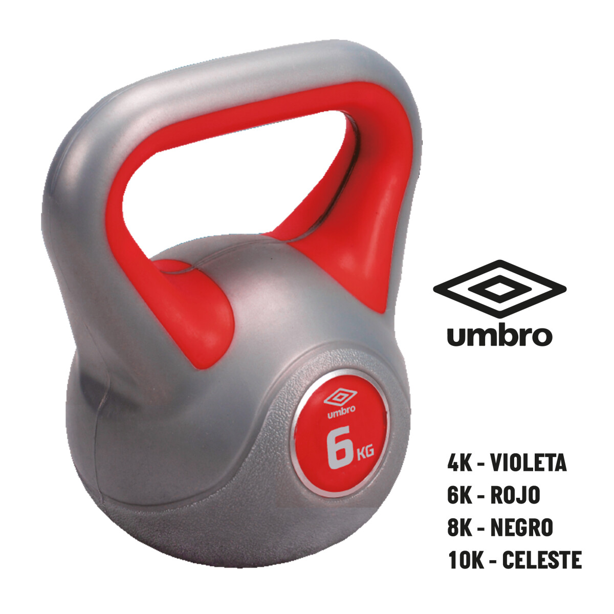 Pesa Rusa Umbro Kettlebell 6 kg - Gris - Rojo 