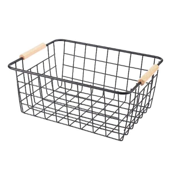 Canasto Organizador de Cocina IMBACK | Metálico, Versátil y con Manijas de Madera Canasto Organizador de Cocina IMBACK | Metálico, Versátil y con Manijas de Madera