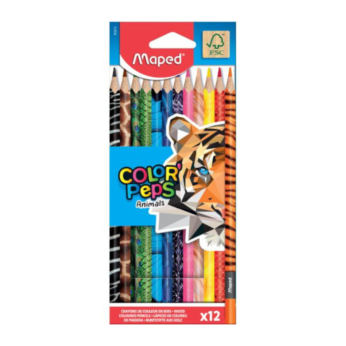 Lápices de colores Maped Colorpeps Animales - 12 colores 